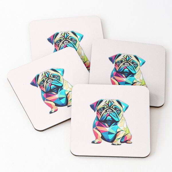 Item preview, Colourful Pug Dog Geometric Shaped Artwork designed and sold by Geonimalia.