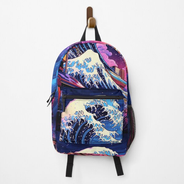 Item preview, The Great Wave Off Kanagawa Cyberpunk neon style clouds designed and sold by zand-n-zive.
