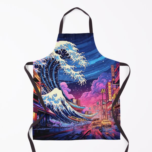 Item preview, The Great Wave Off Kanagawa Cyberpunk neon style clouds designed and sold by zand-n-zive.