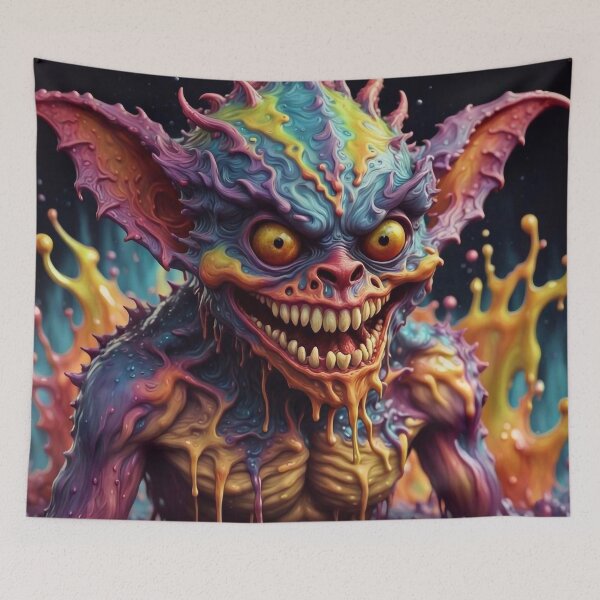 Aperçu de l'œuvre Scary Gremlin Dripping Paint Splash Monster créée et vendue par TheArtOfPat.