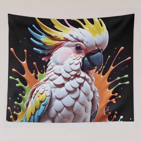 Aperçu de l'œuvre Cute Rainbow Cockatoo Paint Splash créée et vendue par TheArtOfPat.