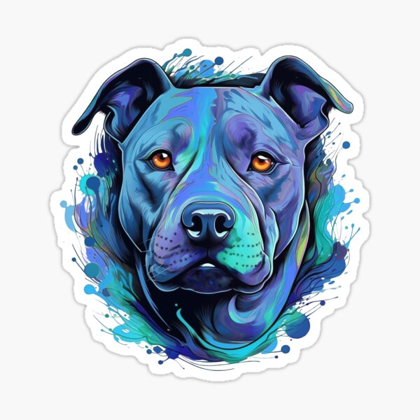 Item preview, Pitbull - blue tone watercolor designed and sold by wotsthis.