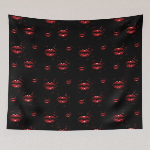Item preview, A beautiful pattern of full, glossy red lips designed and sold by Good Candy.