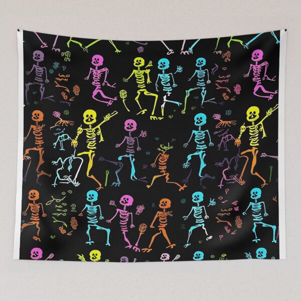 Item preview, Colorful skeleton seamless pattern designed and sold by inkArtistryfine.