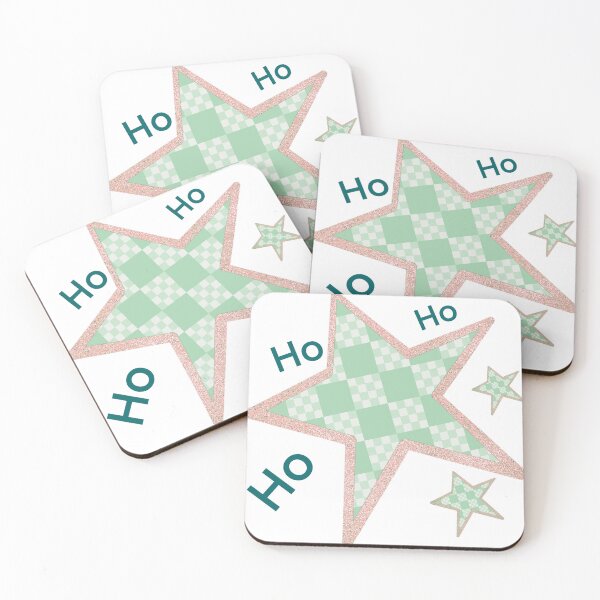Item preview,  Ho Ho Ho Pink Mint Star Xmas on white designed and sold by GalapaTales.
