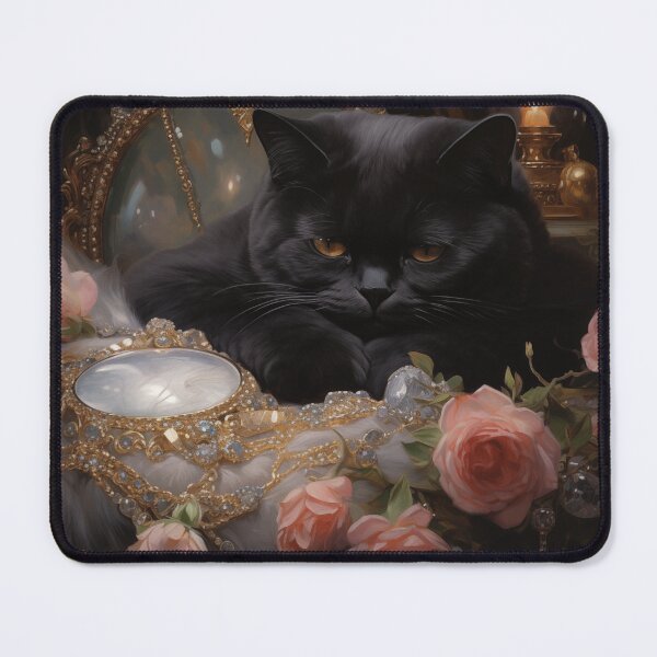 Item preview, Luxe Black British Shorthair Cat Art designed and sold by Nocturne  Paws.