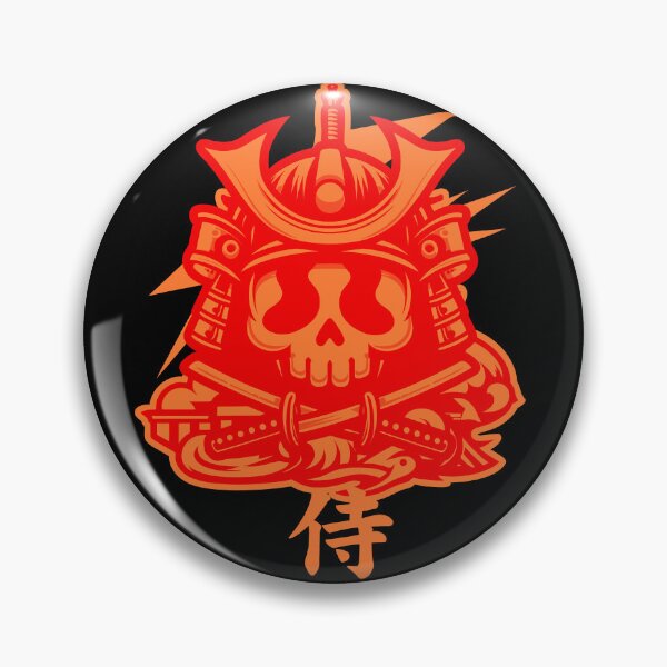 Artikelvorschau, Samurai-Schädel: Kanji 侍 Orange und Gelb entworfen und verkauft von akaajoficial.