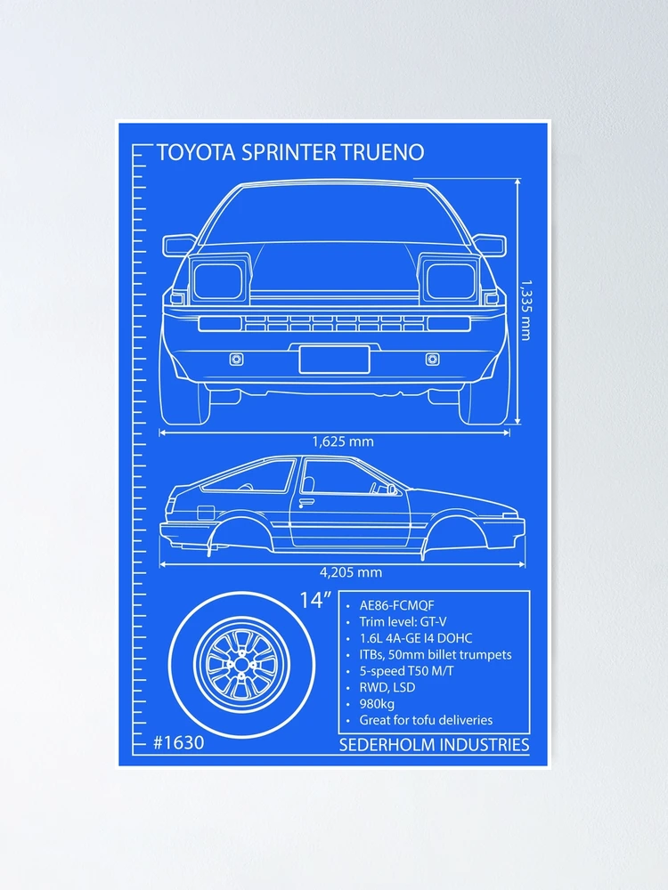 AE86 Sprinter Trueno technical drawing
