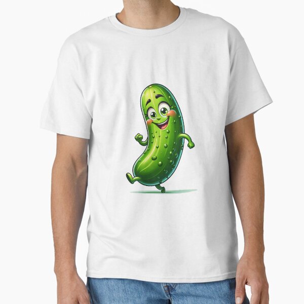 Vista previa del artículo con la obra «Pepino Dancing Delight - Dibujos animados vegetarianos delgados», diseñado y vendido por simonbluevski.
