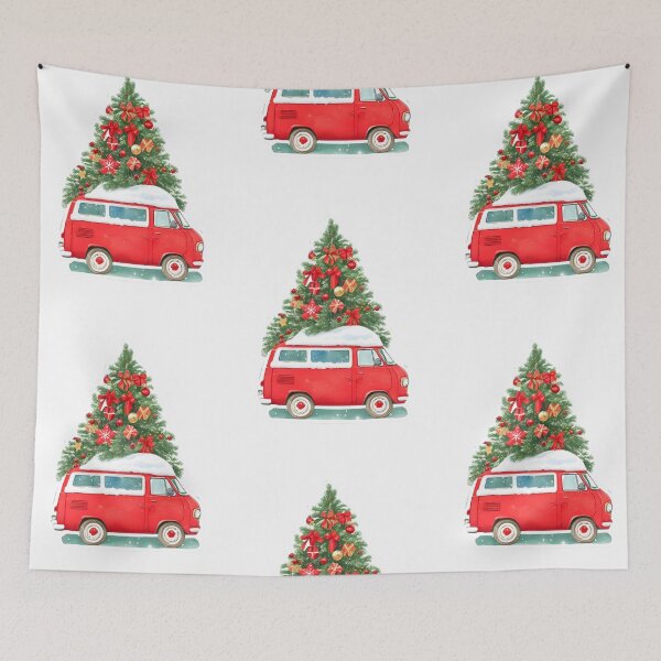 Item preview, Snowing christmas tree with red van designed and sold by Jayjaynaenae.