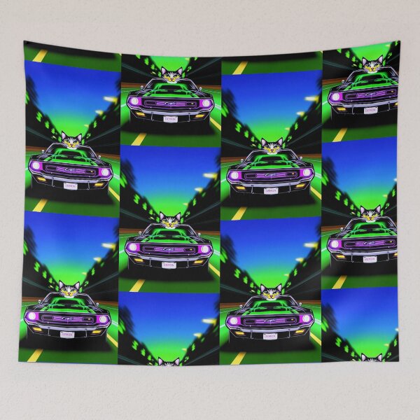 Item preview, Psychedelic Trippy Cat Speeding On Freeway designed and sold by TheDarkWardrobe.
