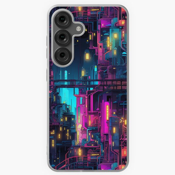 Item preview, Cyberpunk Neon City Buildings Pattern  designed and sold by NikkofTime.