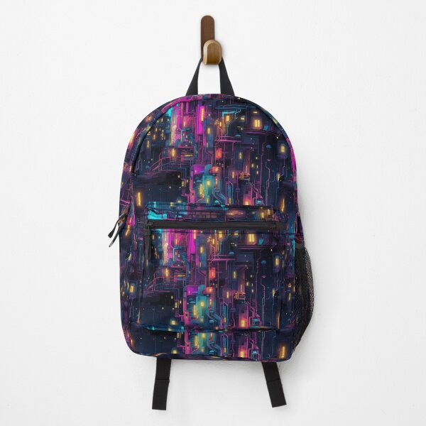 Item preview, Cyberpunk Neon City Buildings Pattern  designed and sold by NikkofTime.