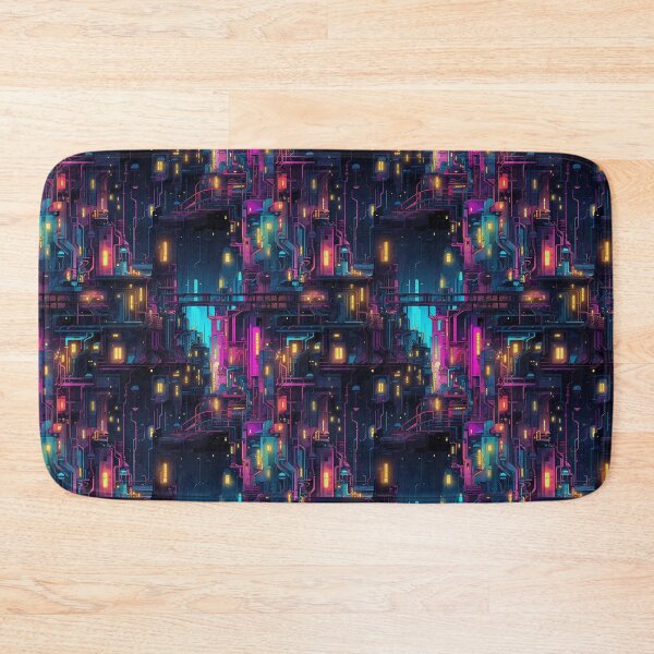 Item preview, Cyberpunk Neon City Buildings Pattern  designed and sold by NikkofTime.