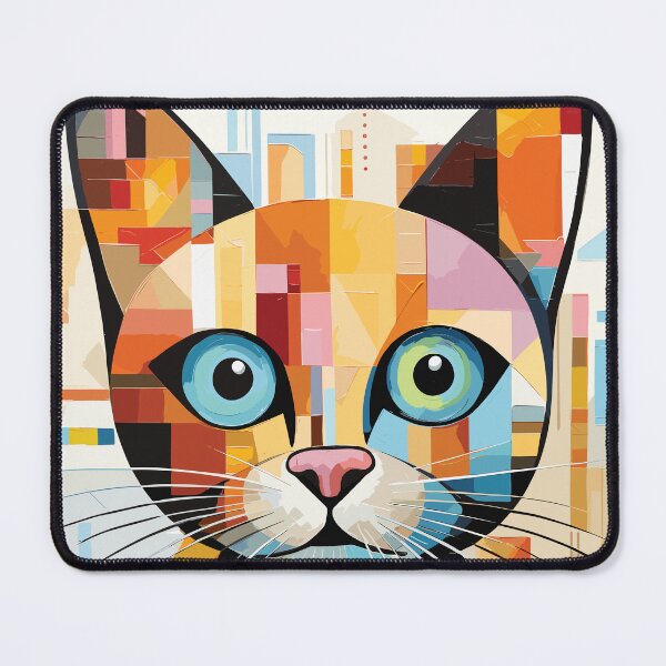 Item preview, Geometric abstract cat art color illustration designed and sold by Niktarka.