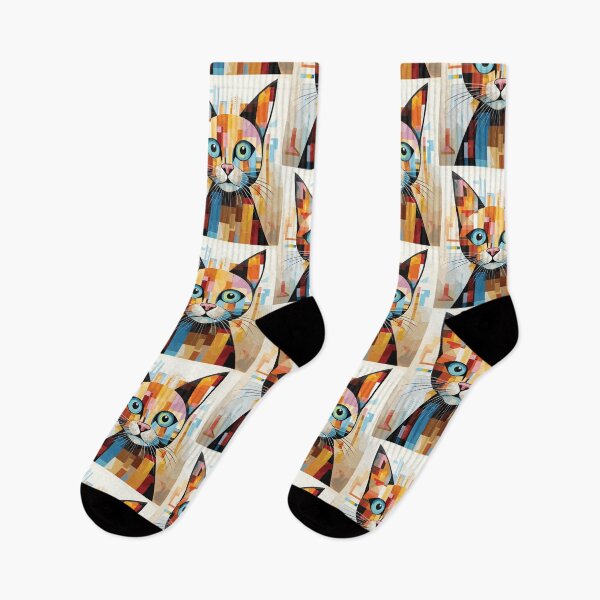 Item preview, Geometric abstract cat art color illustration designed and sold by Niktarka.