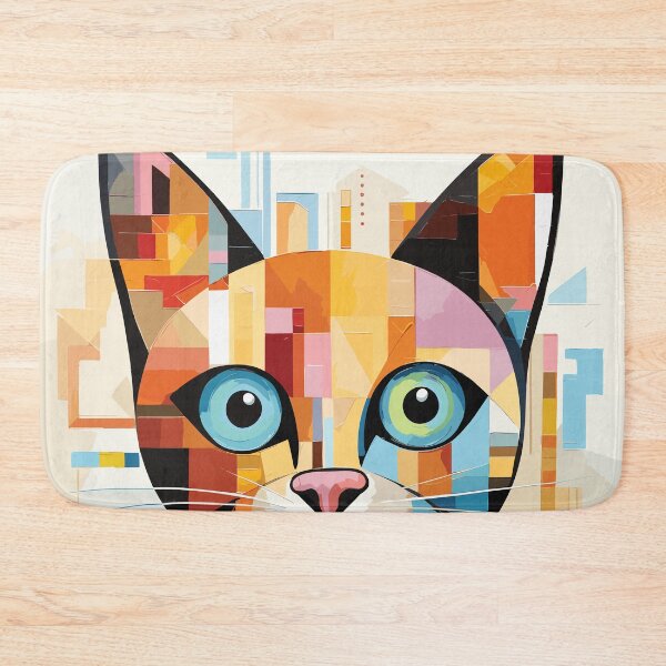 Item preview, Geometric abstract cat art color illustration designed and sold by Niktarka.