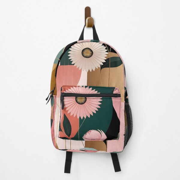 Artikelvorschau, Mid Century Botanische Retro Geometrische Blätter Blumen Rosa, Grün entworfen und verkauft von Prints and Lifestyle.