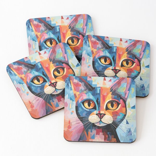 Item preview, Geometric abstract cat art color illustration designed and sold by Niktarka.