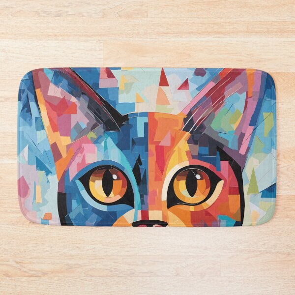 Item preview, Geometric abstract cat art color illustration designed and sold by Niktarka.