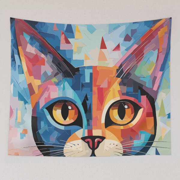 Item preview, Geometric abstract cat art color illustration designed and sold by Niktarka.