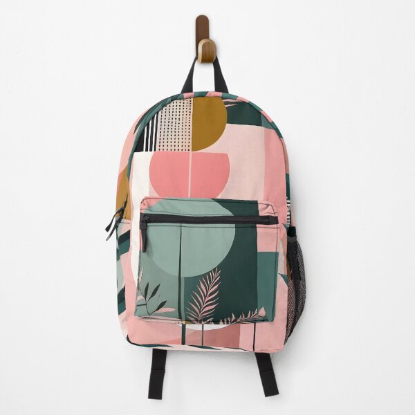 Item preview, Mid Century Botanical Retro Geometric Leaves Florals Pink, Green #1 designed and sold by Prints and Lifestyle.