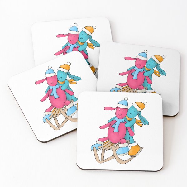 Item preview,  Let's sled together, 2 funny bunnies going down the hill! designed and sold by Linda Dammann.