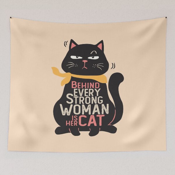 Item preview, Behind Every Strong Woman is Her Cat - Cat Lover designed and sold by LazyCaat.