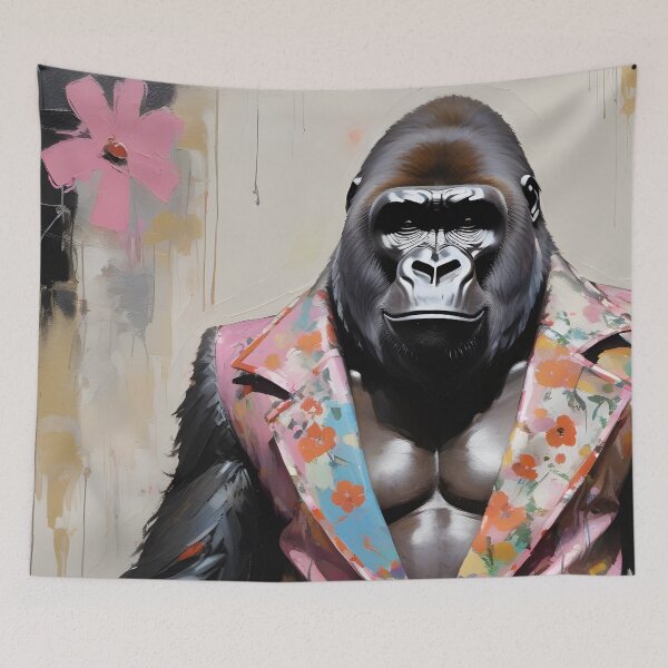 Item preview, Funky 70s pop art gorilla with flowers designed and sold by Wolfsee.