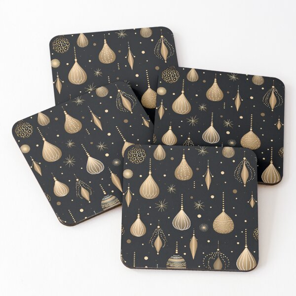 Item preview, Gold christmas baubles and stars designed and sold by Artdroid.
