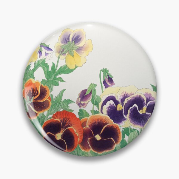 Item preview, vintage pansy flowers, ukiyo e, Seiyô SÔKA ZUFU by Tanigami Kônan designed and sold by EmeraldeaArt.