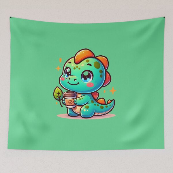 Item preview, Baby Dinosaur Holding a Cup of Coffee designed and sold by LILY ROSE.