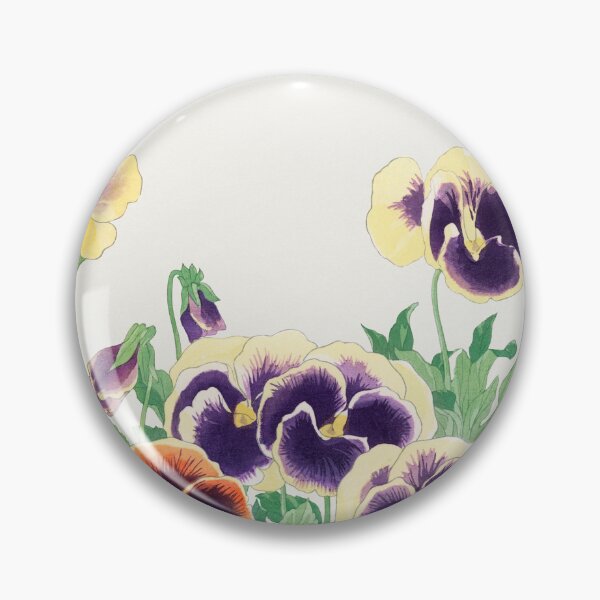 Item preview, Deframed Edition: vintage pansy flowers, ukiyo e, Seiyô SÔKA ZUFU by Tanigami Kônan designed and sold by EmeraldeaArt.