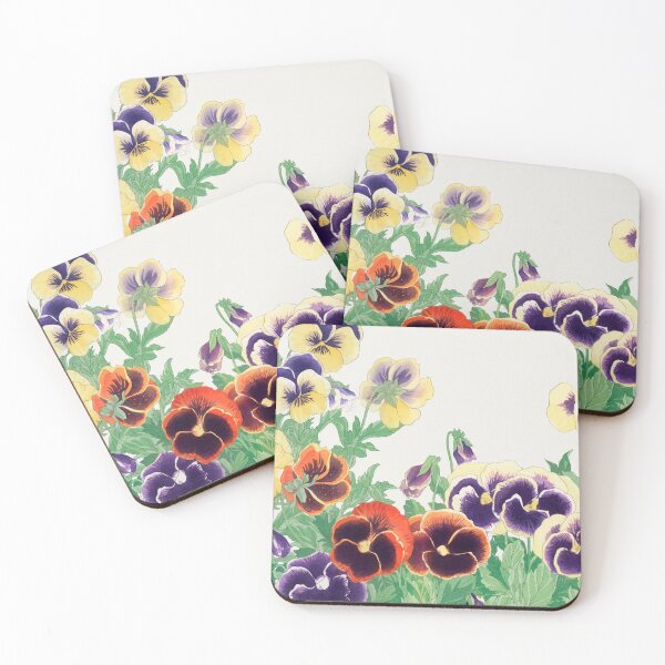 Item preview, Deframed Edition: vintage pansy flowers, ukiyo e, Seiyô SÔKA ZUFU by Tanigami Kônan designed and sold by EmeraldeaArt.