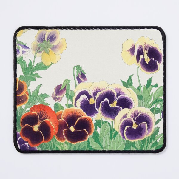 Item preview, Deframed Edition: vintage pansy flowers, ukiyo e, Seiyô SÔKA ZUFU by Tanigami Kônan designed and sold by EmeraldeaArt.