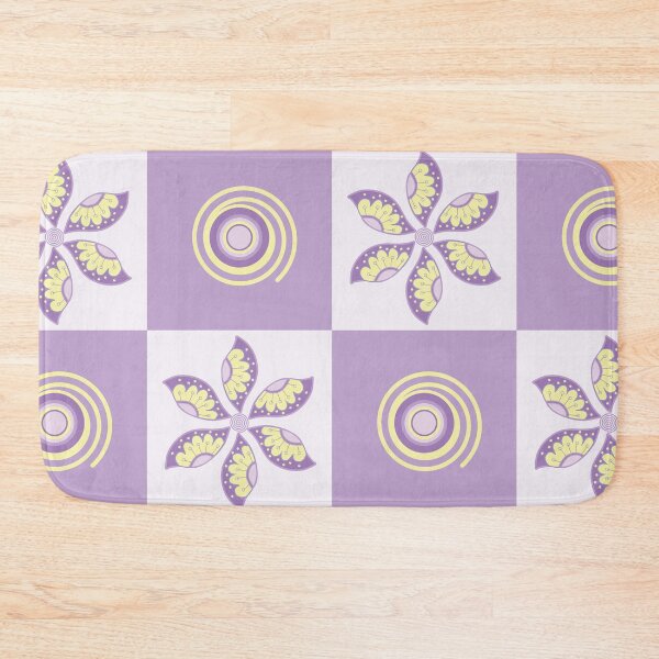 Item preview, Retro Leaf Flower Grid in Mellow Lilac and Lemon designed and sold by Aureusglow.
