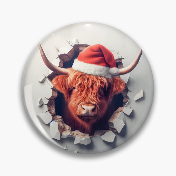 Artikelvorschau, 3D Weihnachtshochlandkuh in einer Weihnachtsmütze entworfen und verkauft von SideKickCreates.