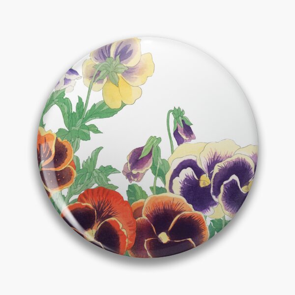 Item preview, Floral Pansies Silhouette: Vintage flower painting Cutout from Ukiyo-e,Seiyô SÔKA ZUFU by Tanigami Kônan designed and sold by EmeraldeaArt.