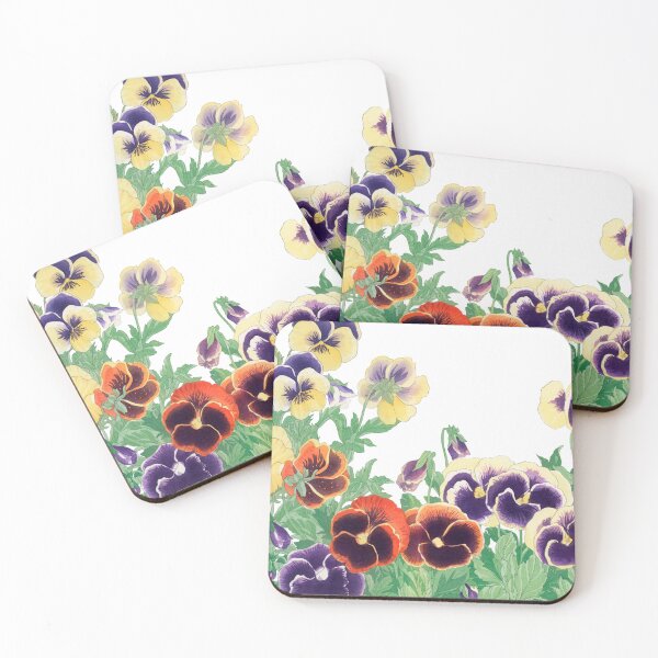 Item preview, Floral Pansies Silhouette: Vintage flower painting Cutout from Ukiyo-e,Seiyô SÔKA ZUFU by Tanigami Kônan designed and sold by EmeraldeaArt.