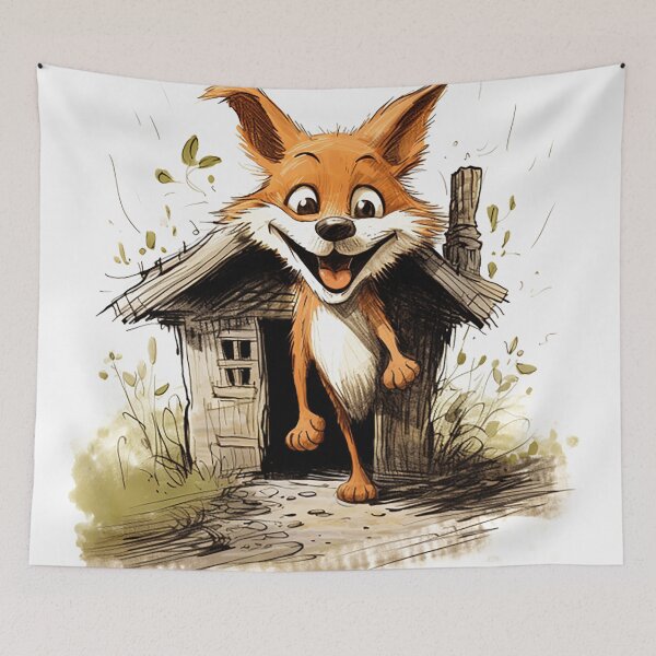 Item preview, Sly Fox Henhouse Caper - Mischievous Dusk Adventure Cartoon designed and sold by PaintbrushPlace.