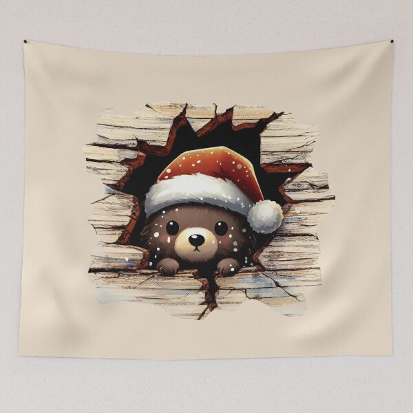 Item preview, Christmas 3d Cute Bear in a Santa hat designed and sold by SideKickCreates.