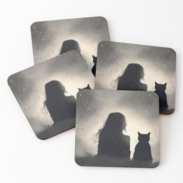 Item preview, Cat and his human watching the stars designed and sold by KaiLabsArt.