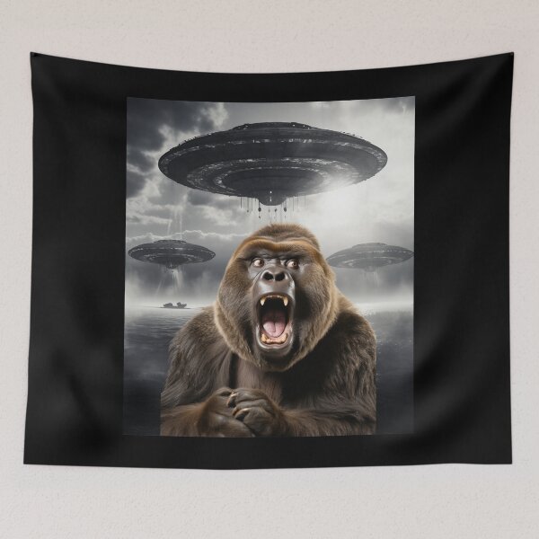 Item preview, Gorilla Selfie with UFOs designed and sold by Master-Print.