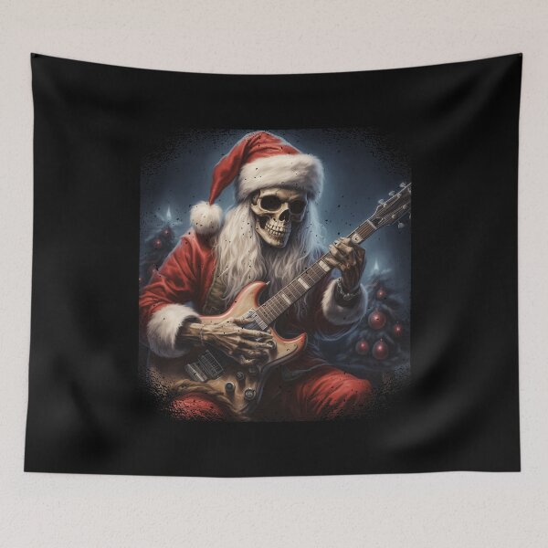 Item preview, Santa skeleton Santa Claus plays electric guitar designed and sold by MyPriond.