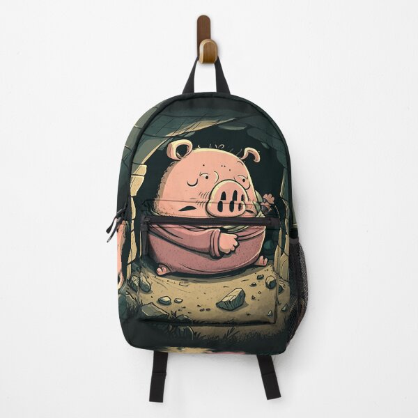 Artikelvorschau, Piggy Cave Adventure – Humorvolles Cartoon-Schwein in gruseliger Umgebung entworfen und verkauft von PaintbrushPlace.