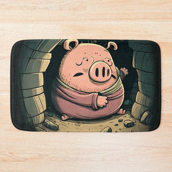 Item preview, Piggy Cave Adventure - Humorous Cartoon Pig in Spooky Setting designed and sold by PaintbrushPlace.