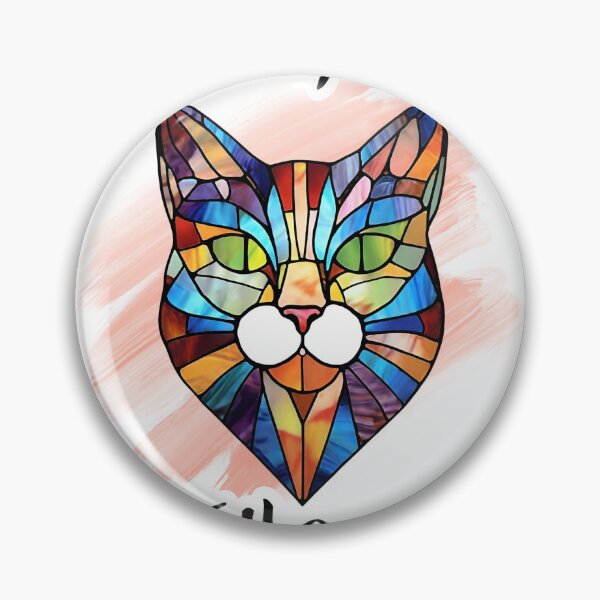 Item preview, colorful stained glass wite, The colorful world of a cat designed and sold by GroonSpace.