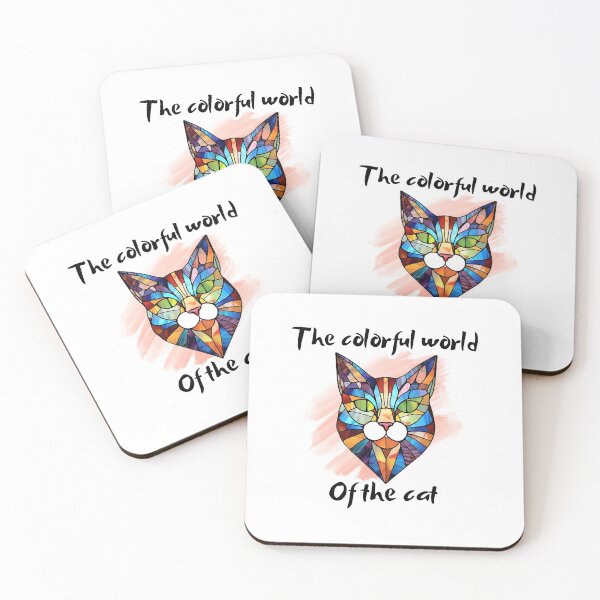 Item preview, colorful stained glass wite, The colorful world of a cat designed and sold by GroonSpace.