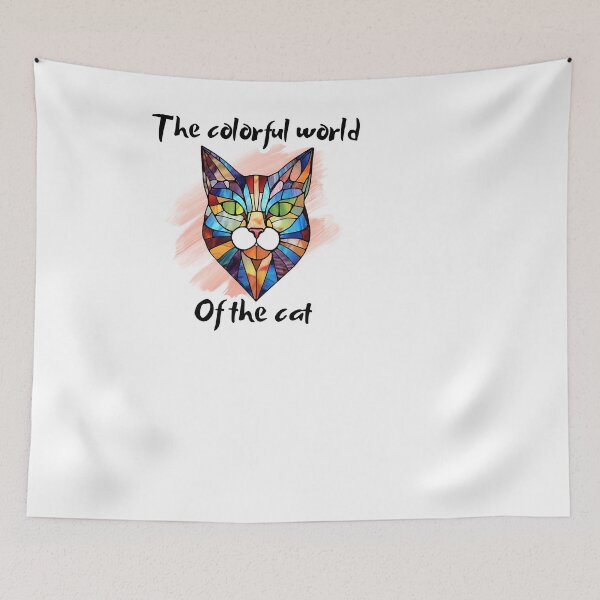 Item preview, colorful stained glass wite, The colorful world of a cat designed and sold by GroonSpace.