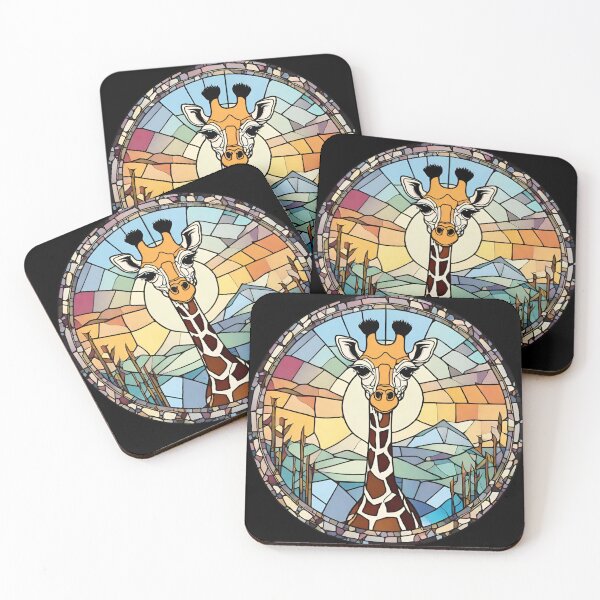 Item preview, colorful stained glass with animals, giraffe designed and sold by GroonSpace.